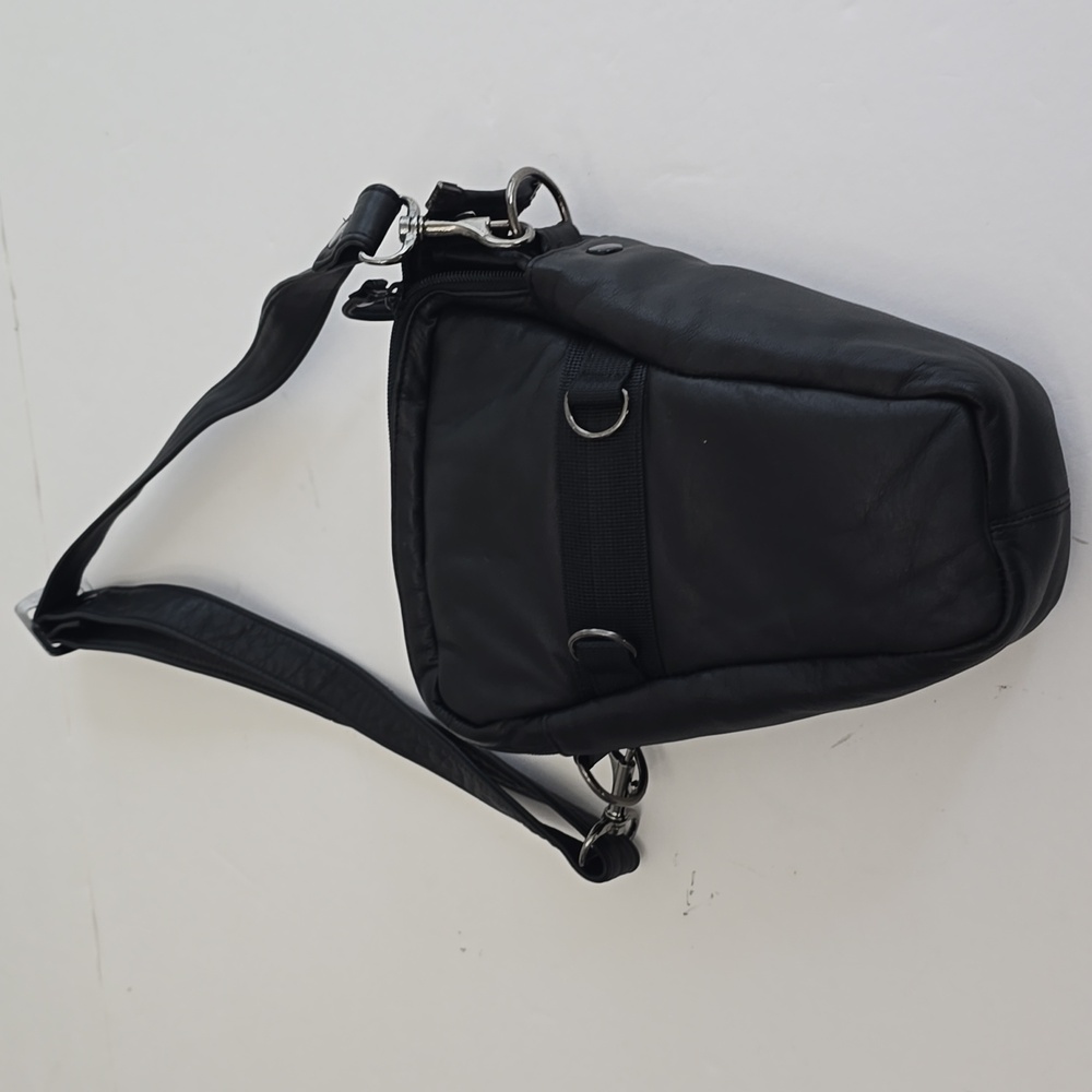 Vintage Black Leather Padded Camera Shoulder  Bag Korea Detachable Strap - Picture 4 of 15